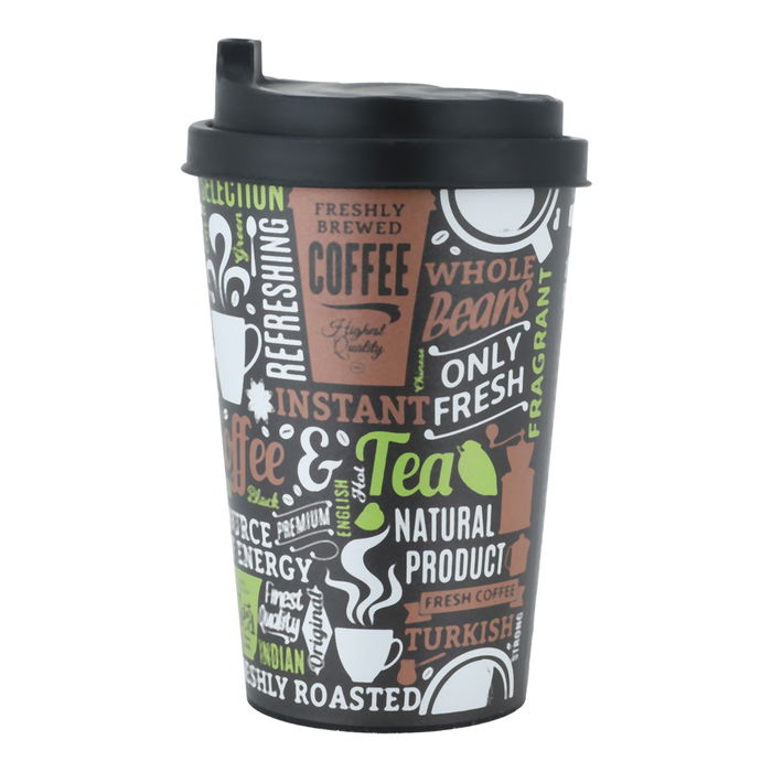 Coffee and tea mug with black lid 340 ml image 1