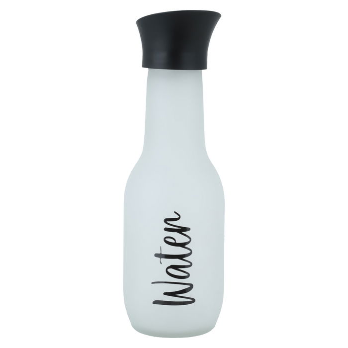 Ice color glass bottle with black cap 1 liter image 1