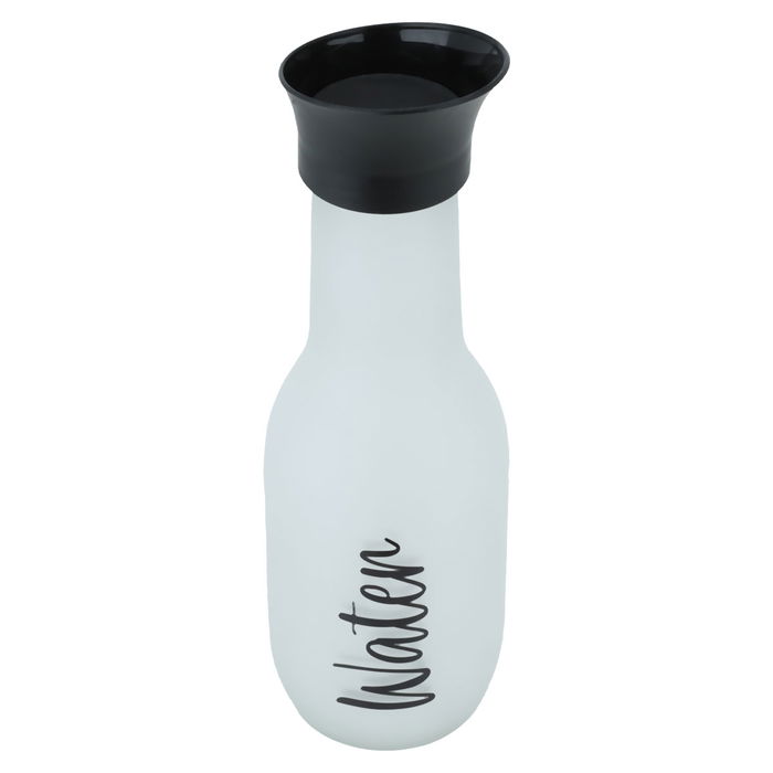 Ice color glass bottle with black cap 1 liter image 2