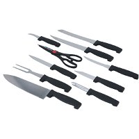 Black handle knife set with scissors and peeler, 10 pieces product image
