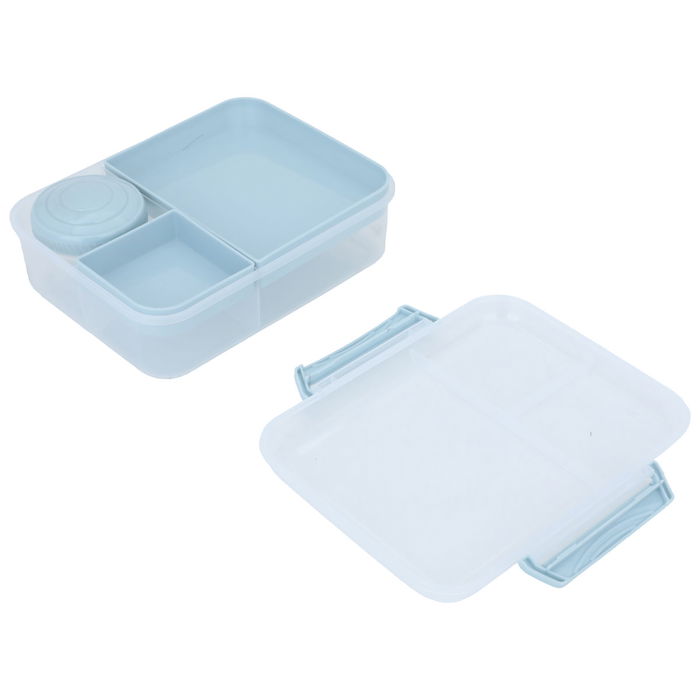 Divided lunch box with a cup with a Turkish light blue plastic lid image 2