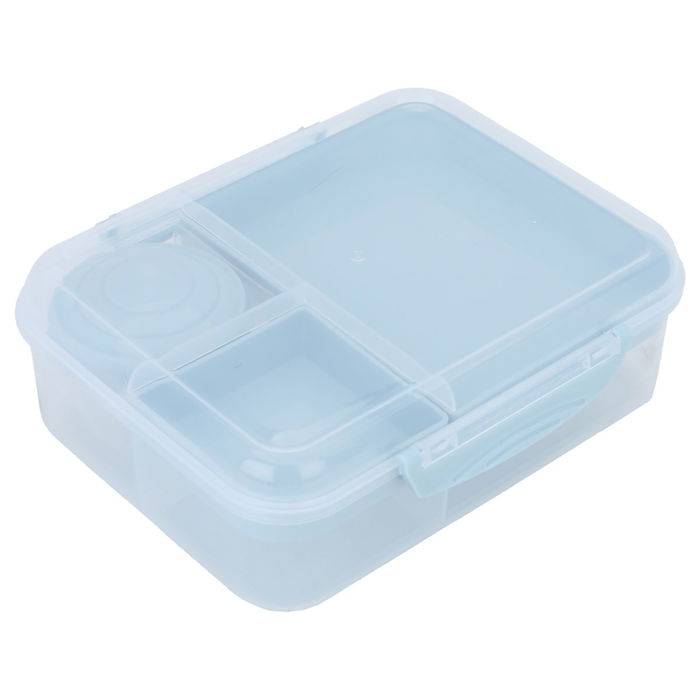 Divided lunch box with a cup with a Turkish light blue plastic lid image 1