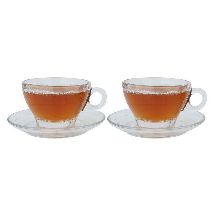 Glass café latte set with saucer, two pieces image 1