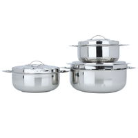 Wooded silver steel containers set 3 pieces (1 + 1.5 + 2.5) liter product image