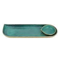 India Green Serving Platter With Golden Bowl product image