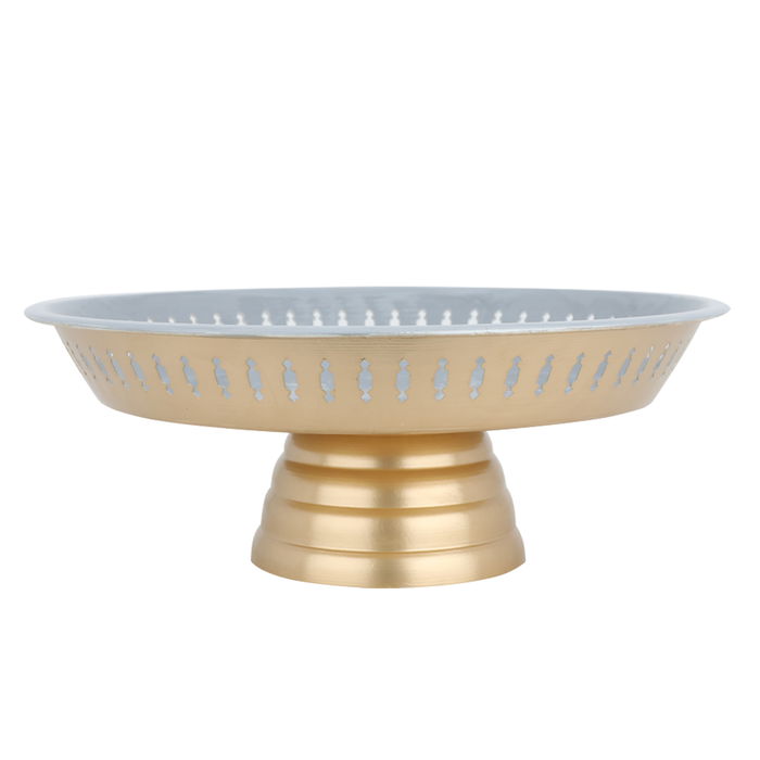 India Round Cake Stand Light Grey With Gold Base image 1