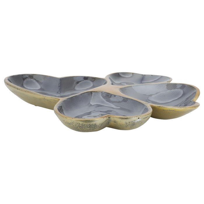 India Serving plate divided dark gray with gold image 2