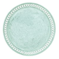 India Steel tray, light green circular with gold product image