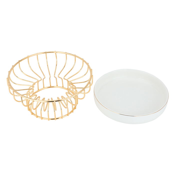 Round dessert stand, white porcelain with an 8-inch golden base image 3