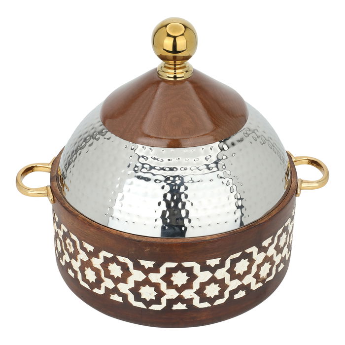 India Large Round Steel Case Light Wooden Islamic Hand Cover Gold image 1