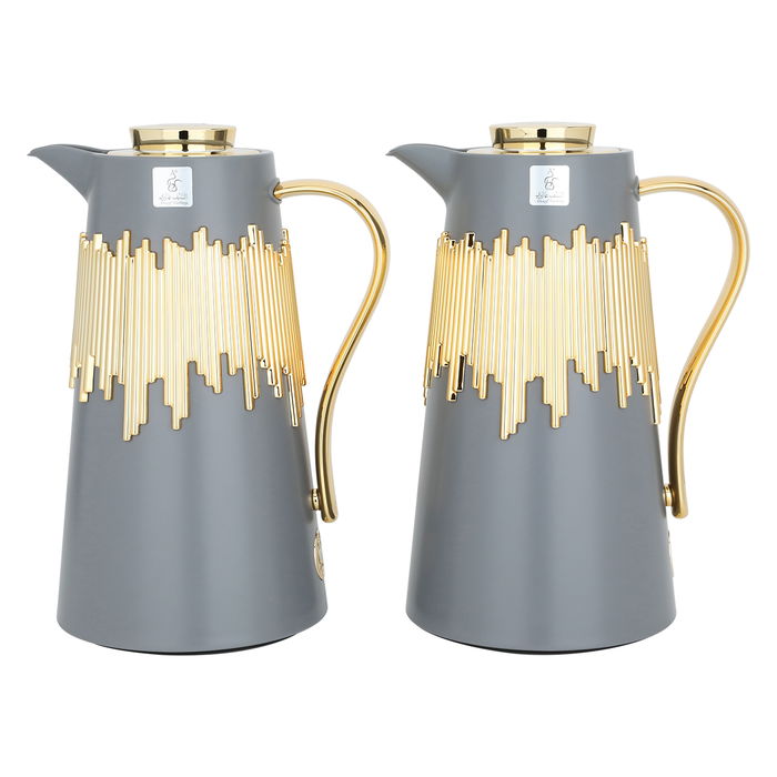 Ibtihal thermos set, dark gray and gold, 2 pieces image 1