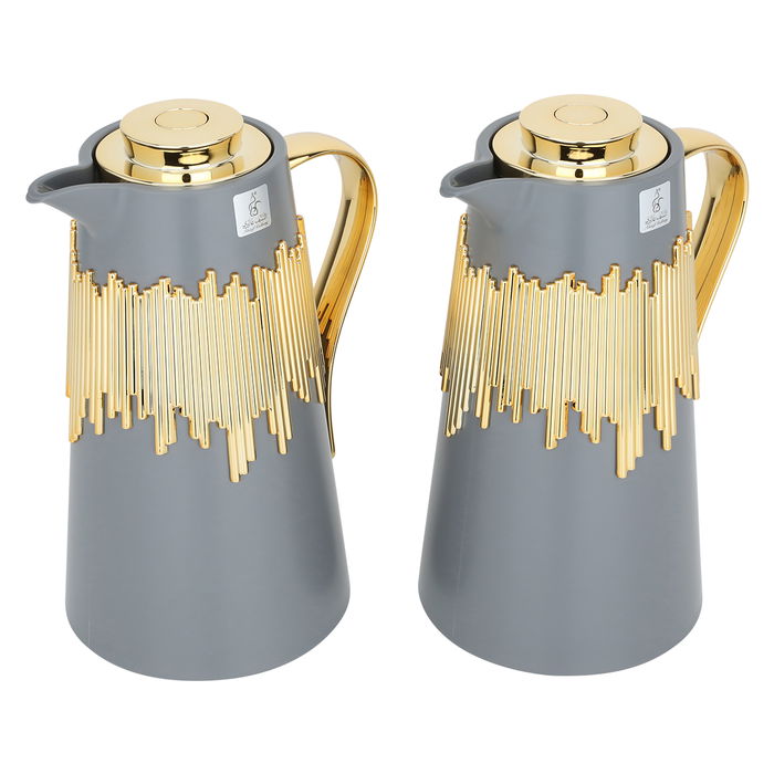 Ibtihal thermos set, dark gray and gold, 2 pieces image 2