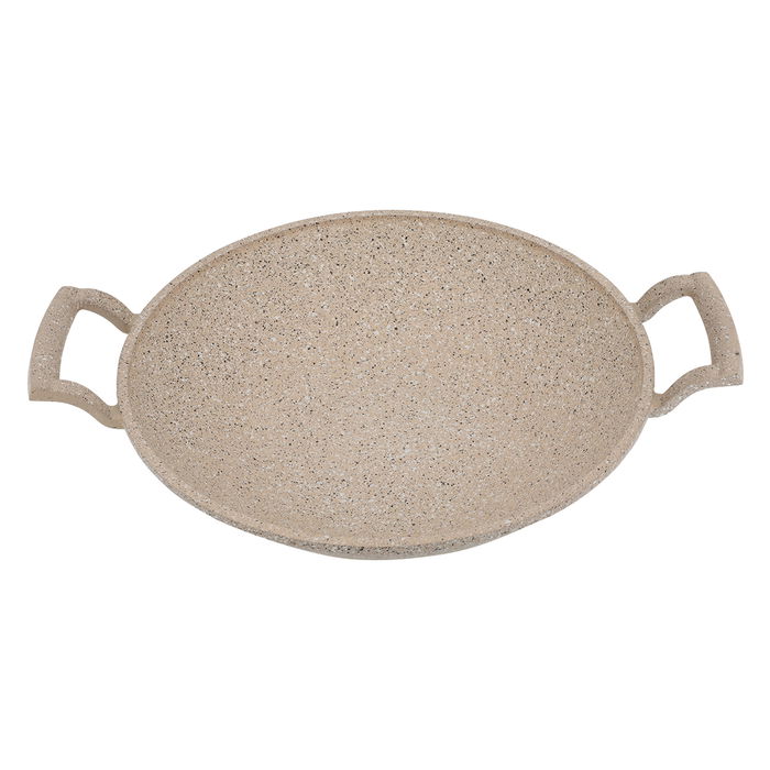 Turkish frying pan light brown granite 30cm with two hands image 1