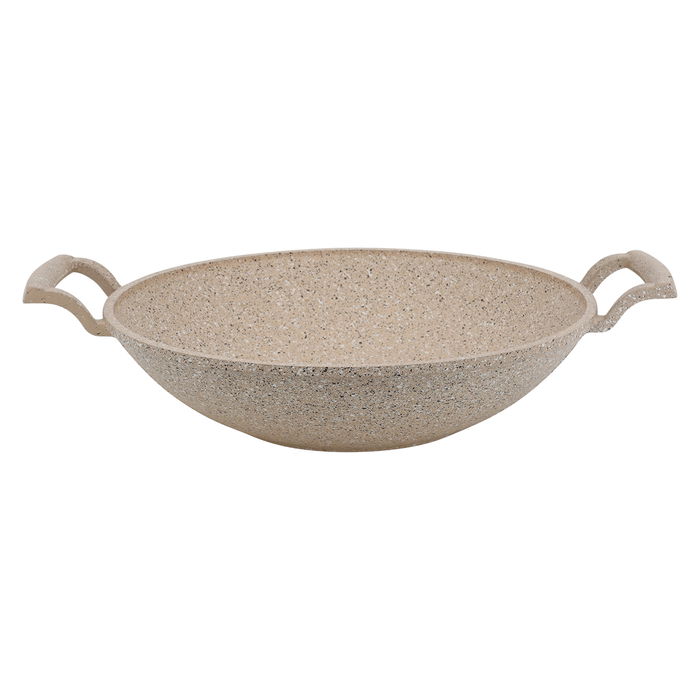 Turkish frying pan light brown granite 30cm with two hands image 2