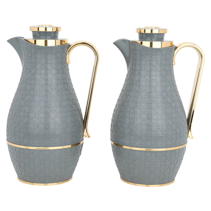 Hessah thermos set, dark gray and gold, 2 pieces image 1