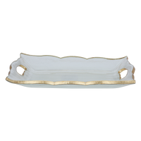 Dessert dish, large transparent rectangular glass with gilded edge product image