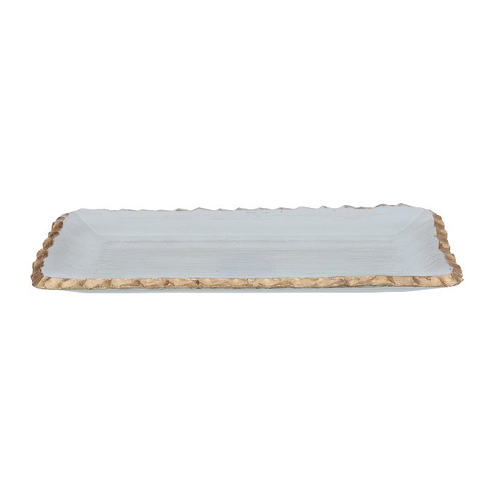 Large glass dessert plate, rectangular with a gilded edge image 1