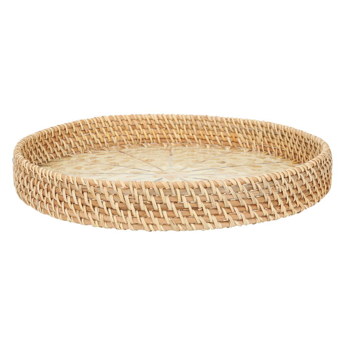 Serving tray, round wicker, star shape, pearly and gold medium image 3
