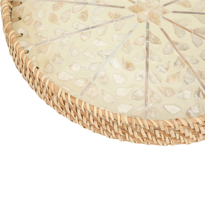 Serving tray, round wicker, star shape, pearly and gold medium image 4