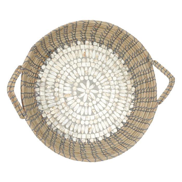 Round wicker raft with a gray pearl rose rim image 2