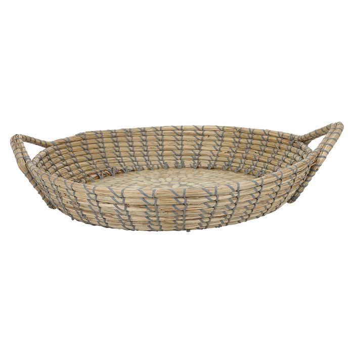 Round wicker raft with a gray pearl rose rim image 3