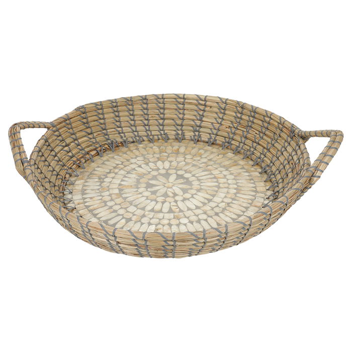 Round wicker raft with a gray pearl rose rim image 1