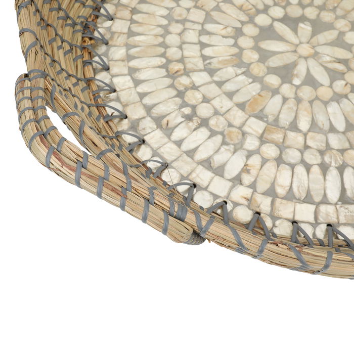 Round wicker raft with a gray pearl rose rim image 4