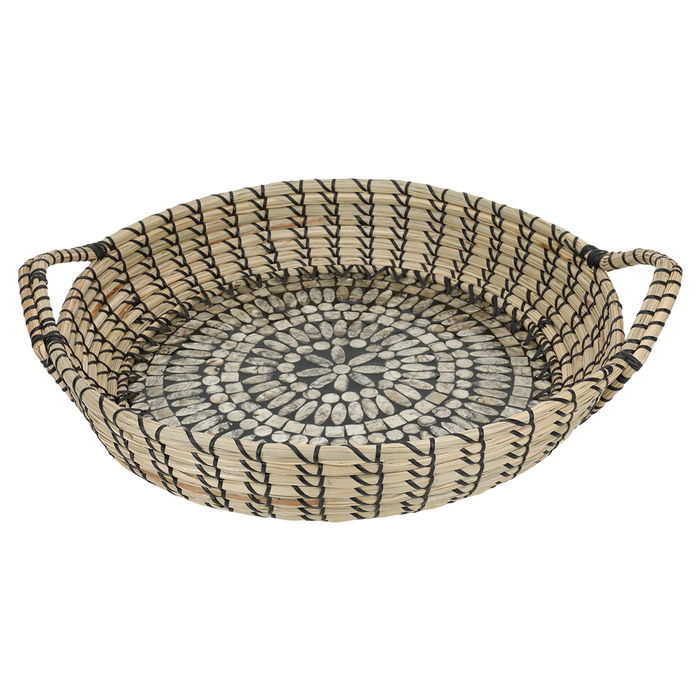 Round wicker raft with black pearl rose brim image 1