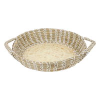 Round wicker raft with a pearl rose brim product image