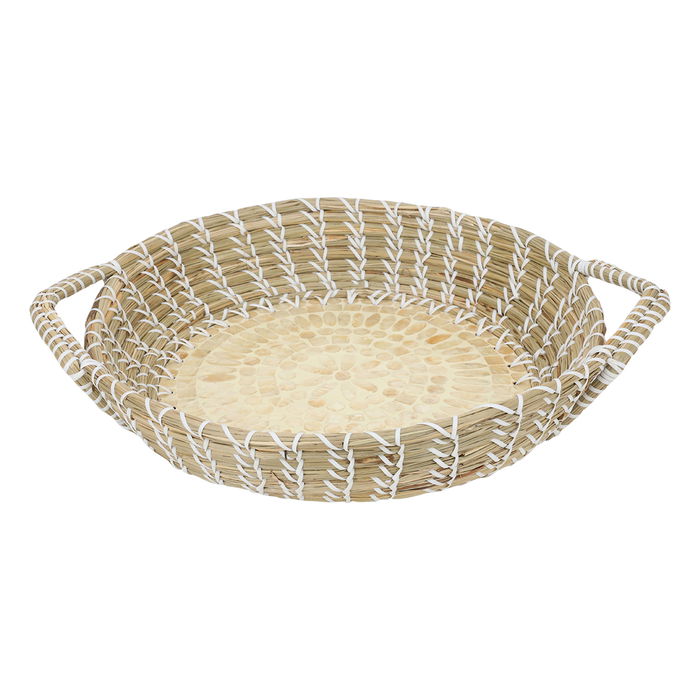 Round wicker raft with a pearl rose brim image 1