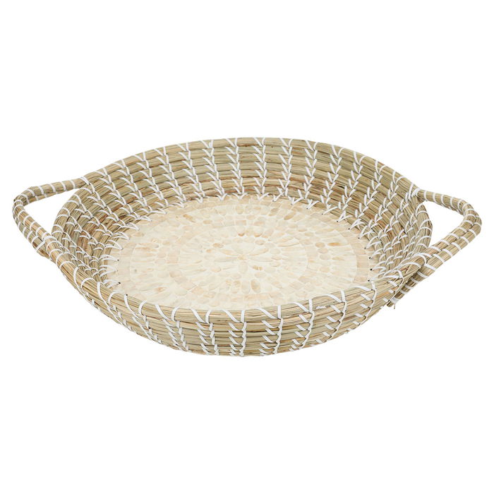 Round wicker with rose hem golden pearl medium handle image 1