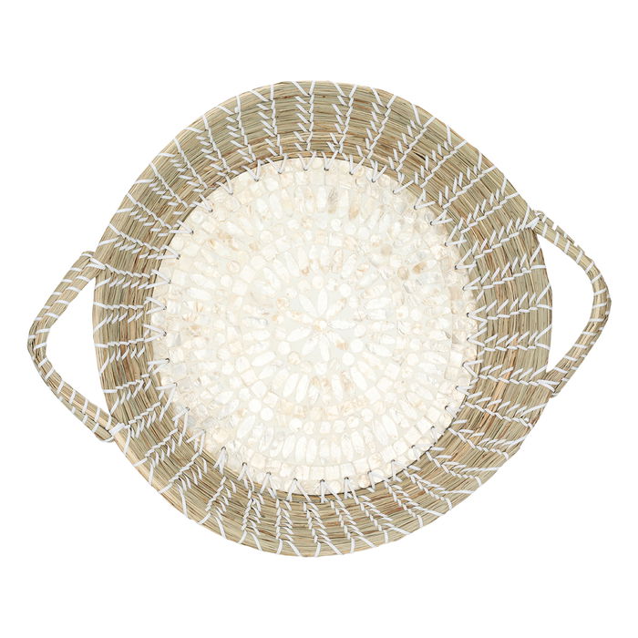 Round wicker with rose hem golden pearl medium handle image 4