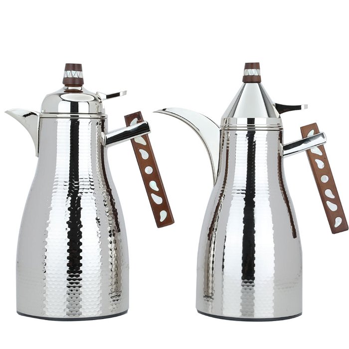 Maymouna thermos set, silver and wooden handle, two pieces image 1