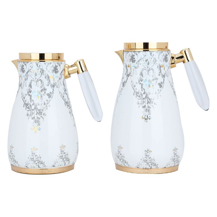 A white magic thermos set with a transparent gold handle, two pieces image 1
