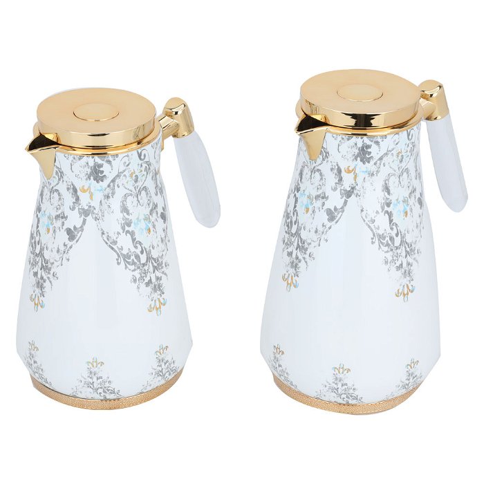 A white magic thermos set with a transparent gold handle, two pieces image 2