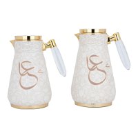 Alia beige thermos set with gold and transparent handle, two pieces product image