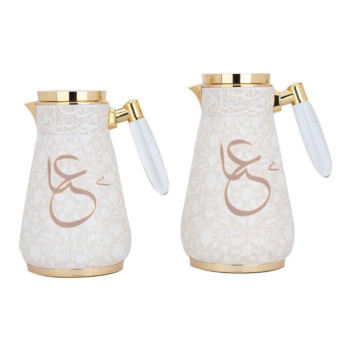 Alia beige thermos set with gold and transparent handle, two pieces image 1