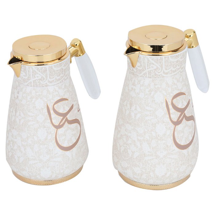 Alia beige thermos set with gold and transparent handle, two pieces image 2