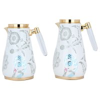 White Walaa thermos set with gold and transparent handle, two pieces product image