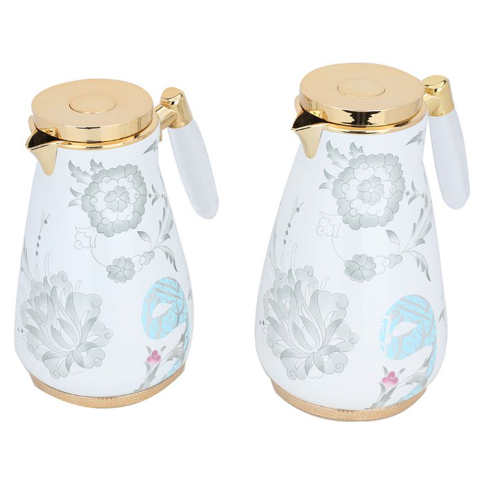 White Walaa thermos set with gold and transparent handle, two pieces image 2