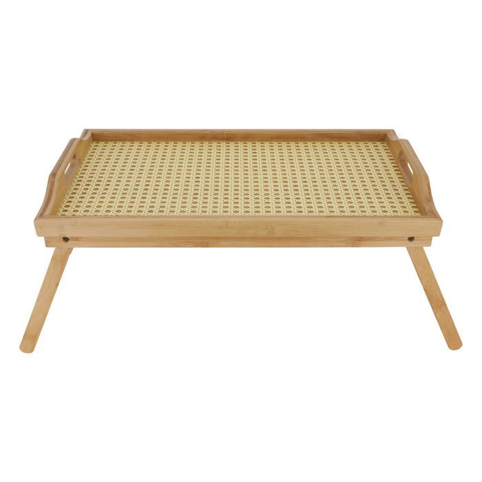 Serving Tray, Beige Bamboo Wooden with Legs image 1