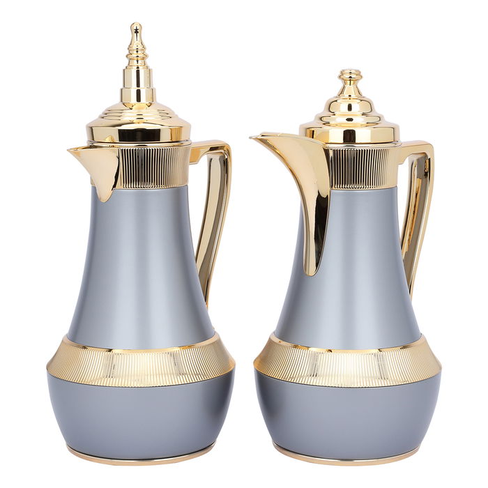 Nora thermos set of two pieces, matte gray and gilded image 1