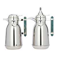Shahd Thermos, silver steel, with a green marble handle, two pieces product image