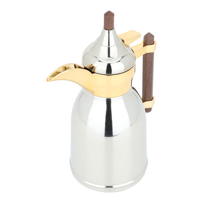 Tamim Dallah 3, silver, with a dark golden wooden handle, 0.6 liter image 2