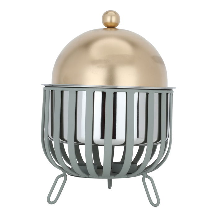 India Small Light Grey Food Heater With Gold Lid With Double Bowl 2 Liter image 1