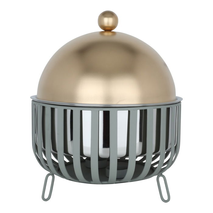 India Large Light Grey Food Heater With Gold Lid With Double Bowl 3 Liter image 1