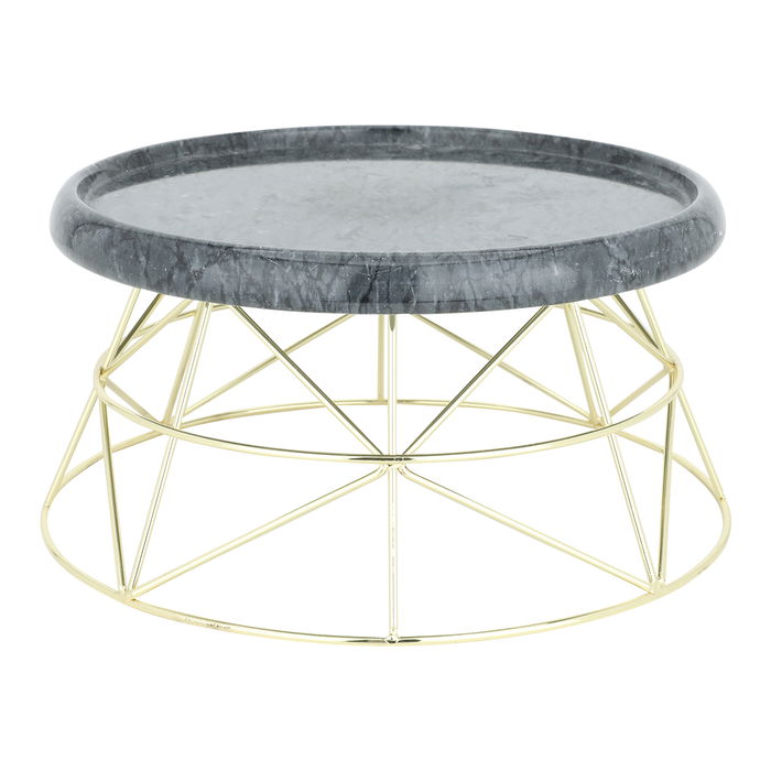 Dessert serving stand, black marble with an acrylic cover and a golden base image 2