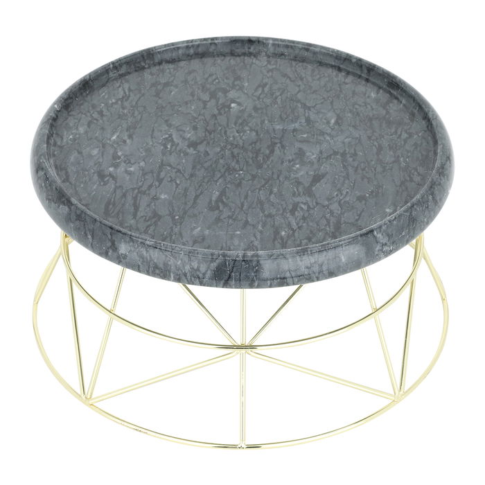 Dessert serving stand, black marble with an acrylic cover and a golden base image 3