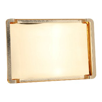 Serving tray, middle rectangular golden steel with handle image 1