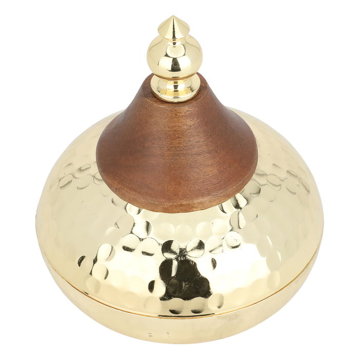 India Tamria Small Golden Steel With Wooden Lid image 3